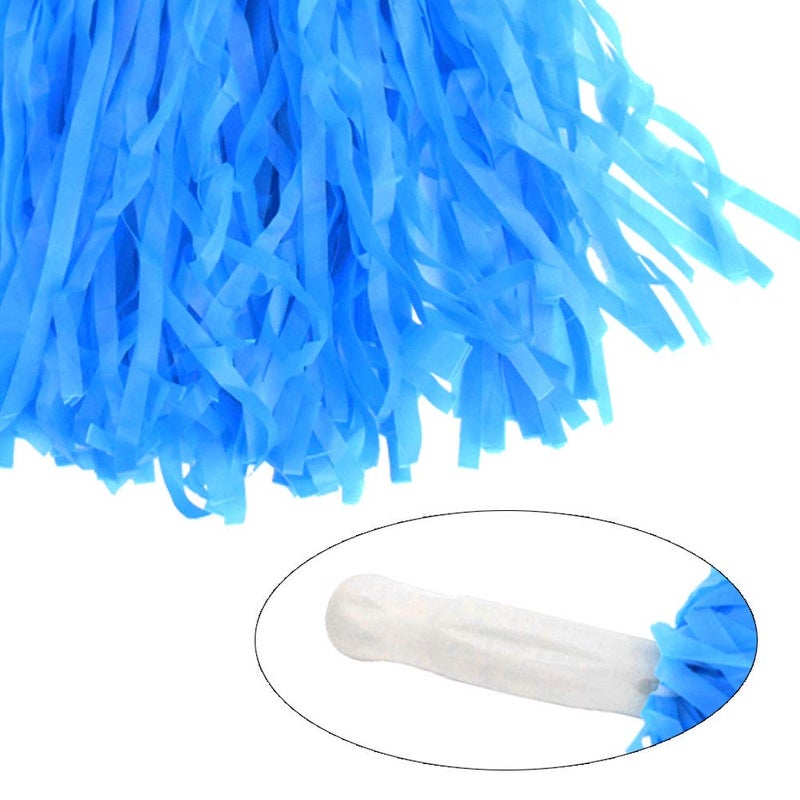 baotongle 12 pcs Cheerleading Pom Poms Hand Flowers Cheerleader Pompoms Sports Dance Cheer Plastic Pom Pom for Sports Team Spirit Cheering Ball Dance Fancy Dress Night Party (Blue, 20Gram) - Image 4